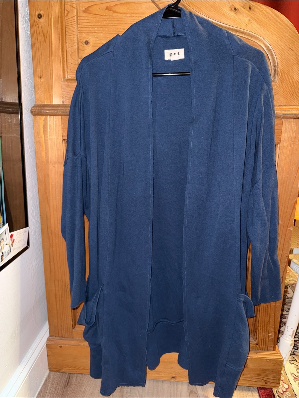 Pact Navy Open-Front Long Cardigan with Pockets
